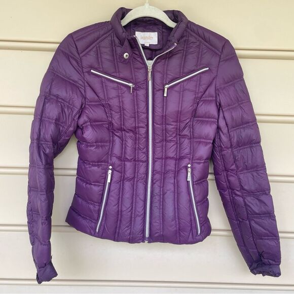 Laundry by Shelli Segal Purple Quilted Puffer Jacket Down Feather Filled Small - Picture 2 of 11
